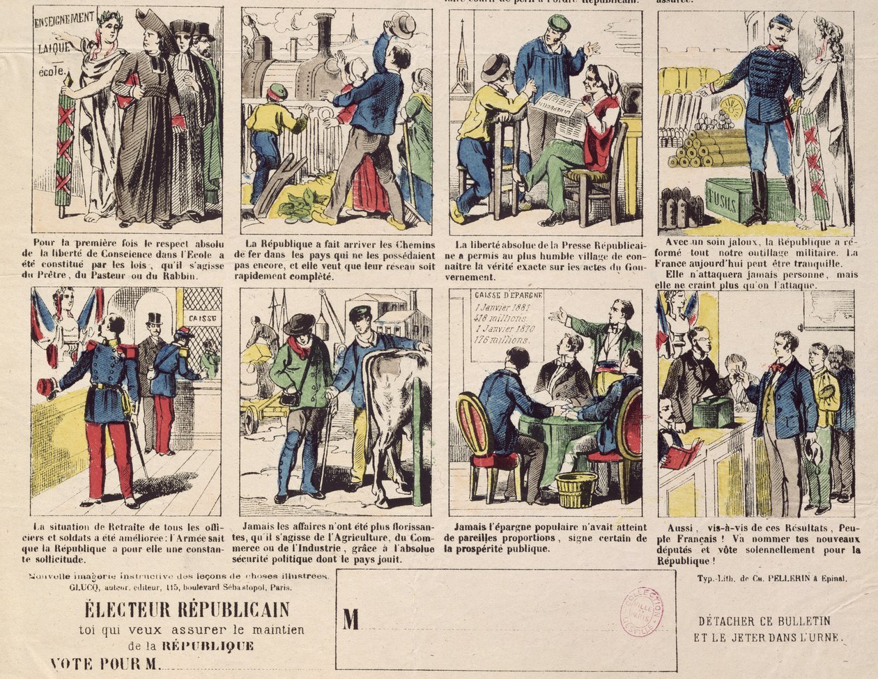 Propaganda republikańska wspierająca powstanie III Republiki, ok. 1881 r. (patrz także 162979 i 177256) autorstwa French School