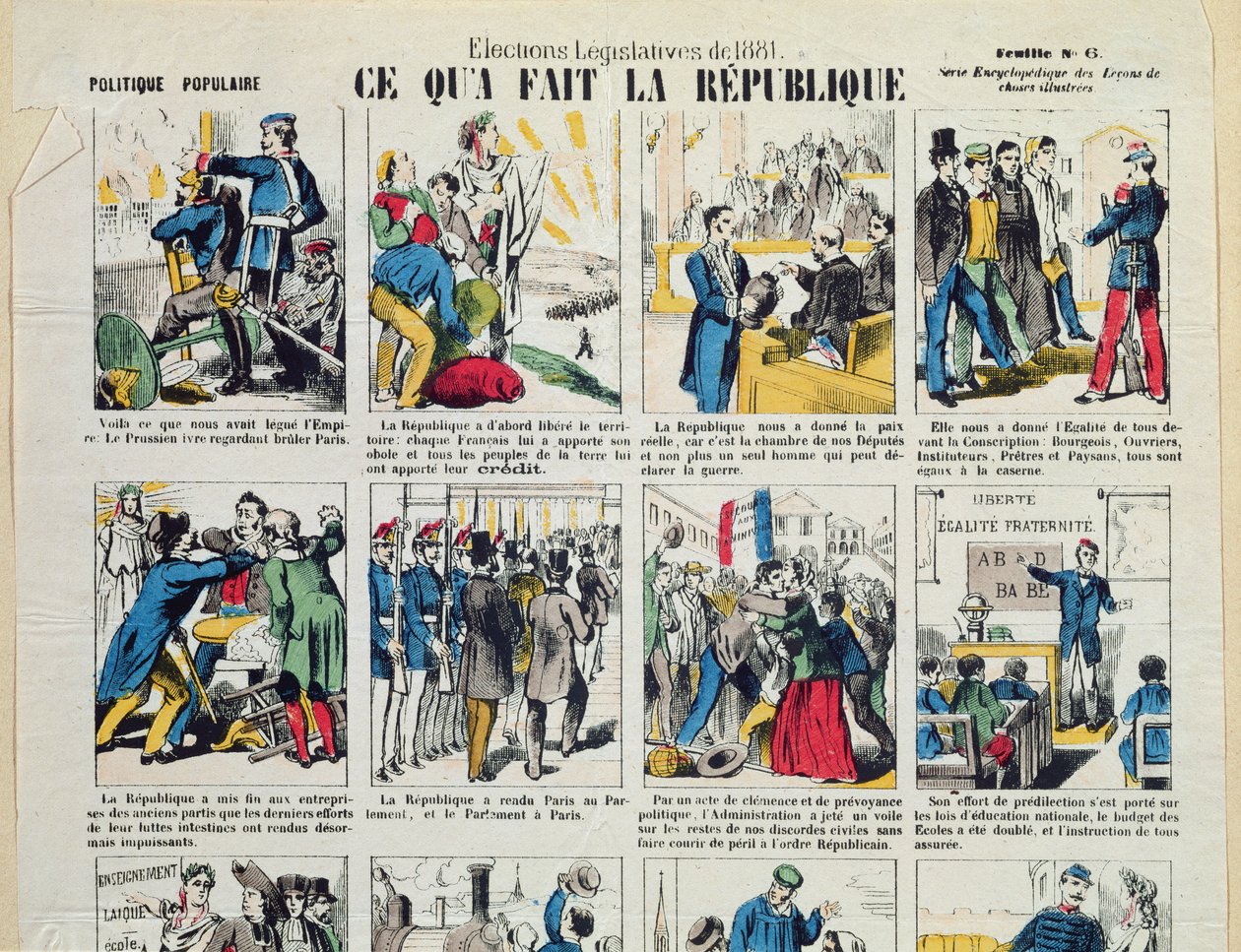 Propaganda republikańska wspierająca powstanie III Republiki, ok. 1881 r. (patrz także 162980 i 177256) autorstwa French School