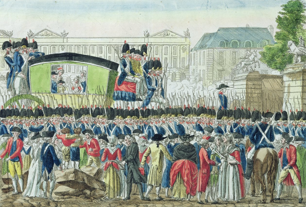 Powrót francuskiej rodziny królewskiej do Paryża 25 czerwca 1791 r. autorstwa French School