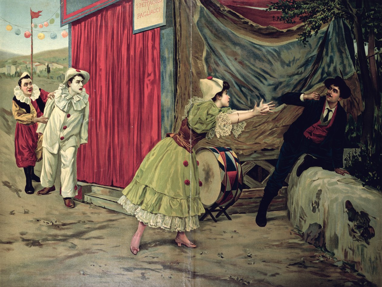 Scena z opery „Pagliacci” Ruggiero Leoncavallo (1857-1919) autorstwa French School