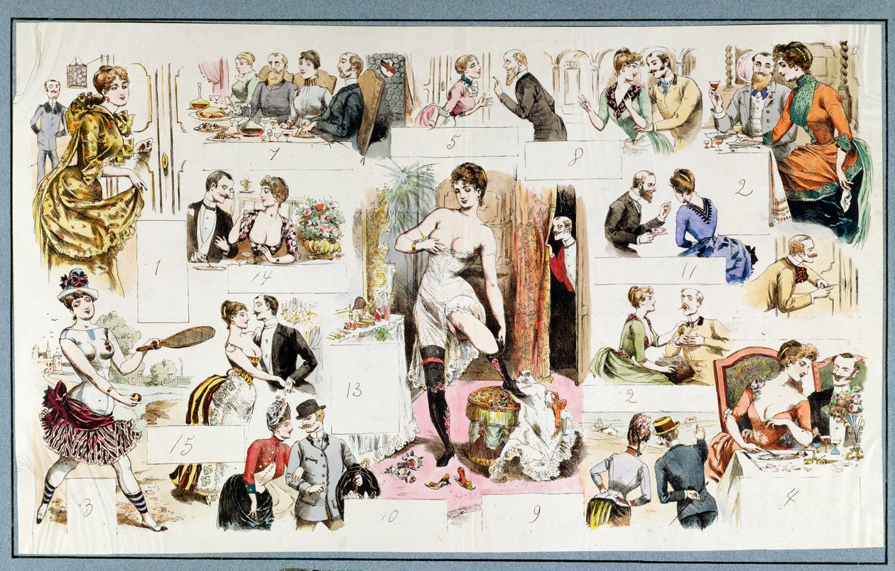 Sceny z życia codziennego kurtyzany, ok.1880 autorstwa French School