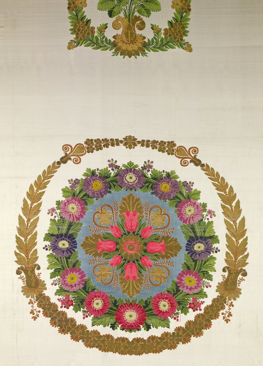 Pokrowiec na siedzenie Bissardona, Cousin and Bony, Lyon, 1811 (haftowana satyna) autorstwa French School