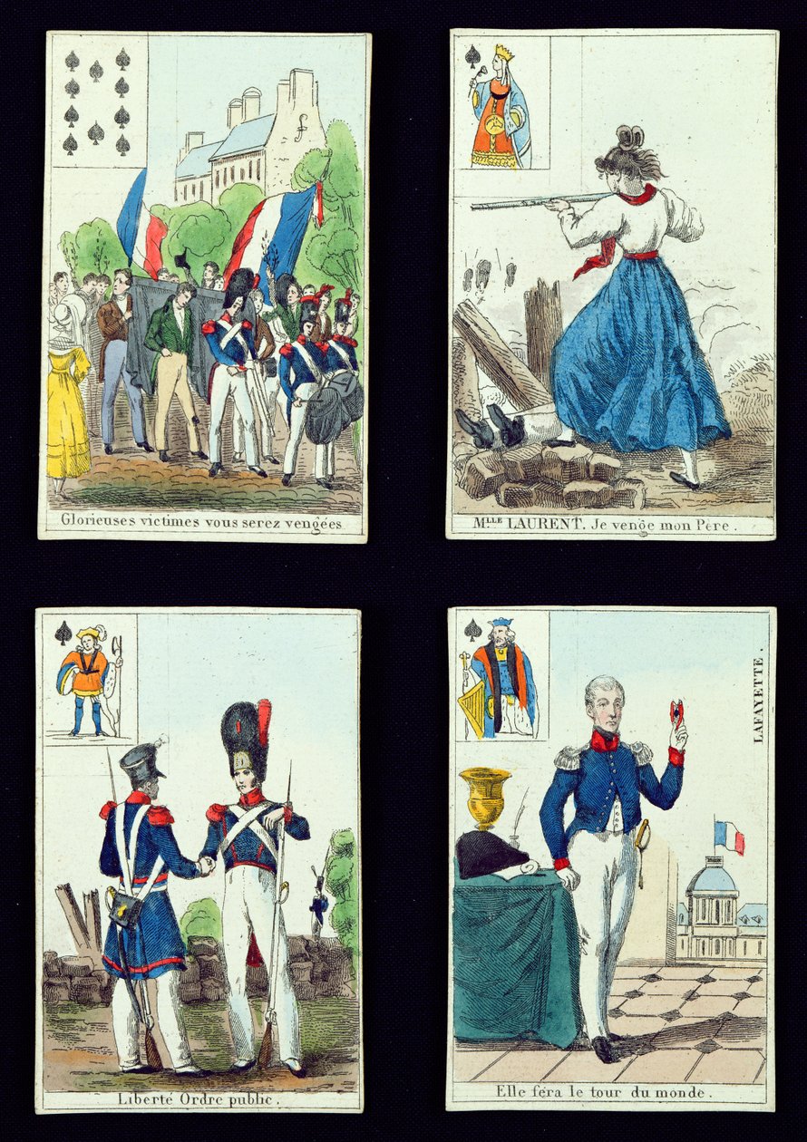 Wybór kart do gry związanych z Rewolucją 1830, 1831 autorstwa French School