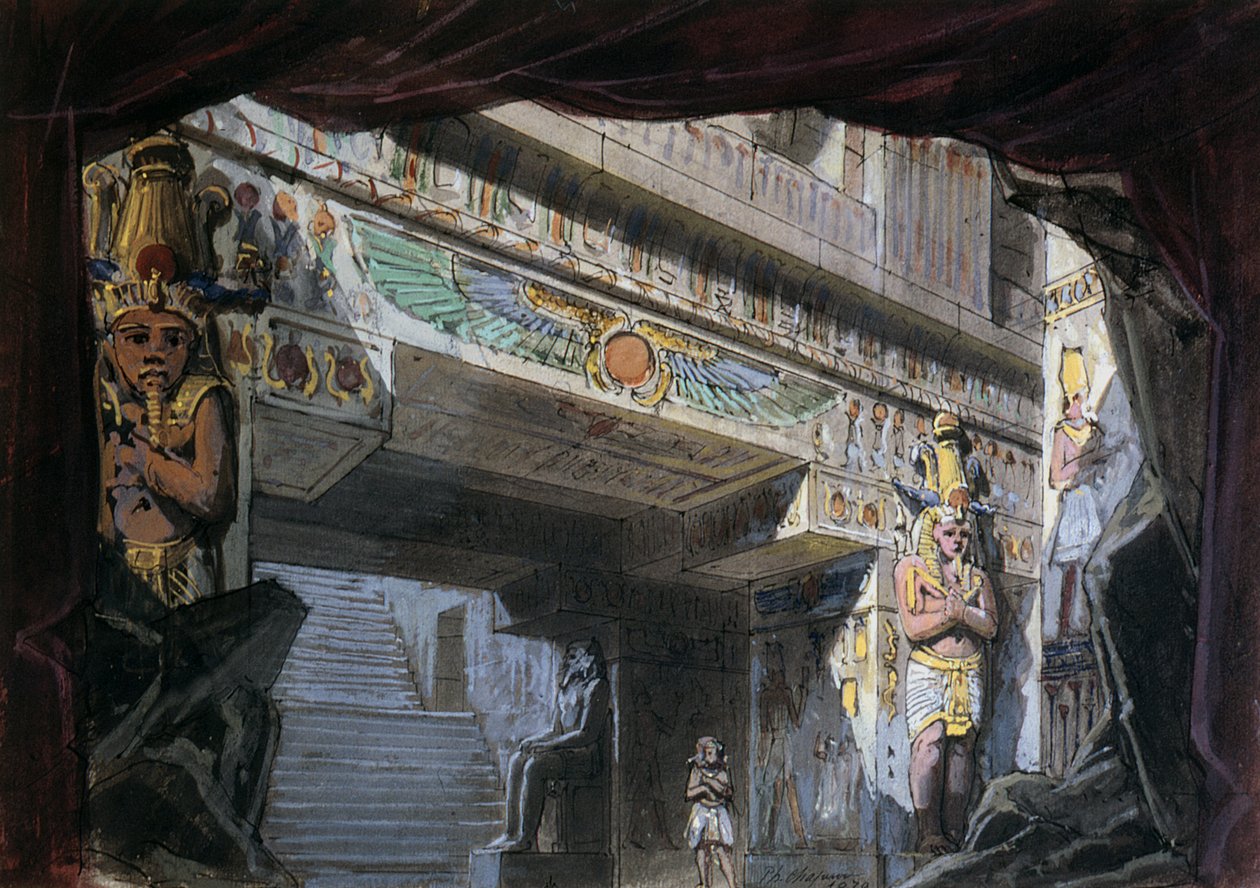 Scenografia do „Czarodziejskiego fletu” Mozarta (1756-91) autorstwa French School