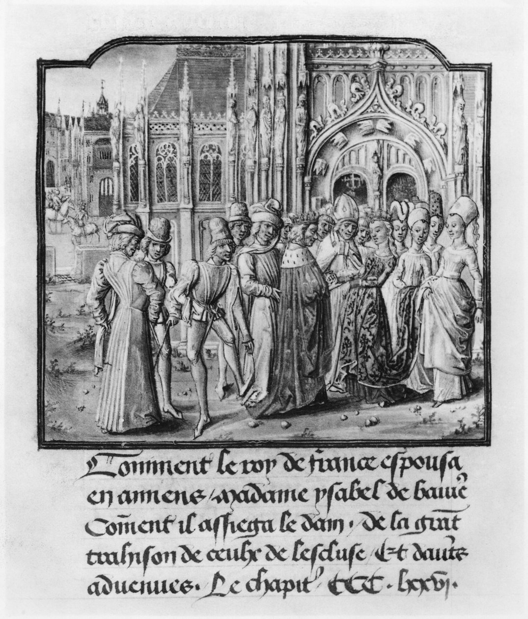 T.2 fol.311v Ślub Karola VI (1368-1422) króla Francji i Izabeli Bawarskiej (1371-1435) w Amiens, z Kroniki Froissarta, 1472 autorstwa French School