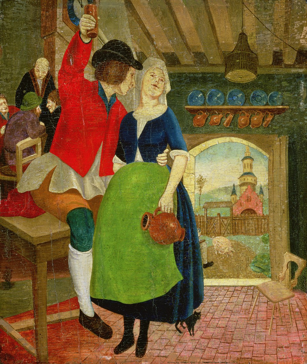 Scena Karczmy (tempera na panelu) autorstwa French School