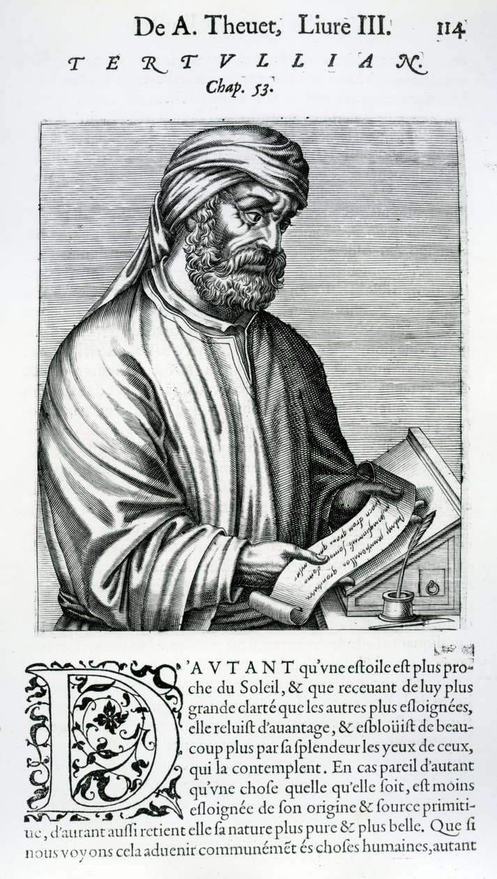 Tertulian, ilustracja z „Prawdy i życia wybitnych ludzi” Andre Theveta, 1584 autorstwa French School