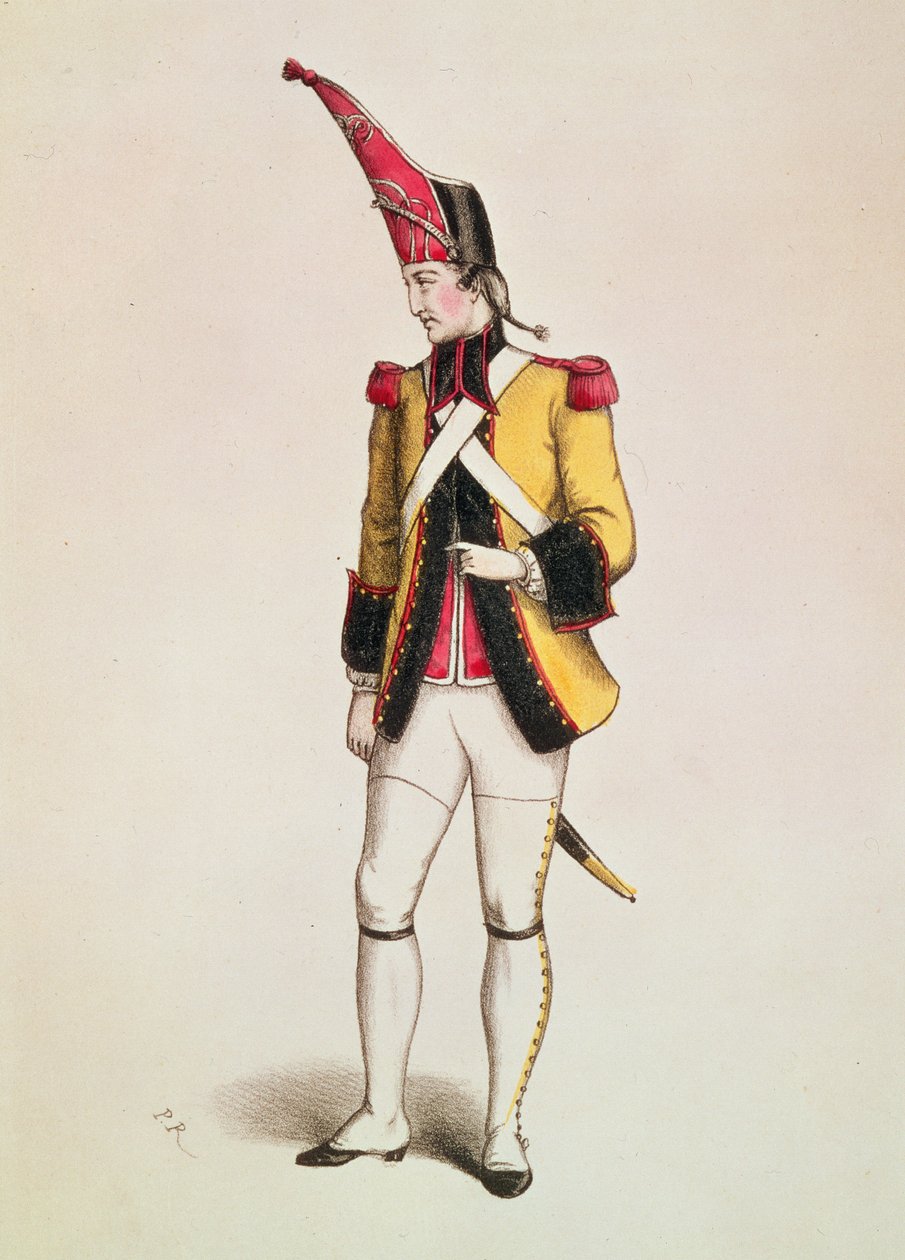 Aktor Dupuis jako Fritz w Operetce Offenbacha „Wielka księżna Gerolstein”, rytowana przez Charlesa Fernique, 1857 autorstwa French School