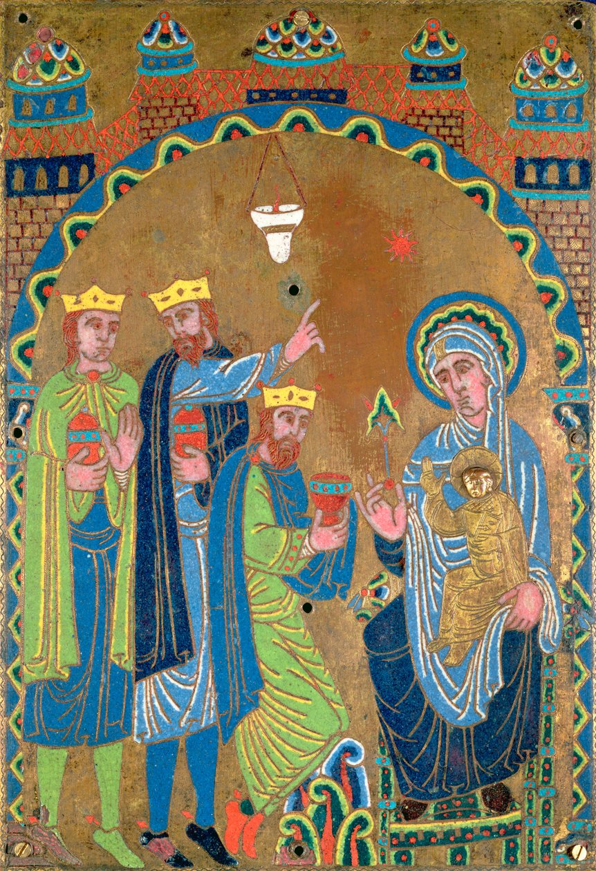 Pokłon Trzech Króli, ok.1189 (emalia champleve na miedzi) autorstwa French School
