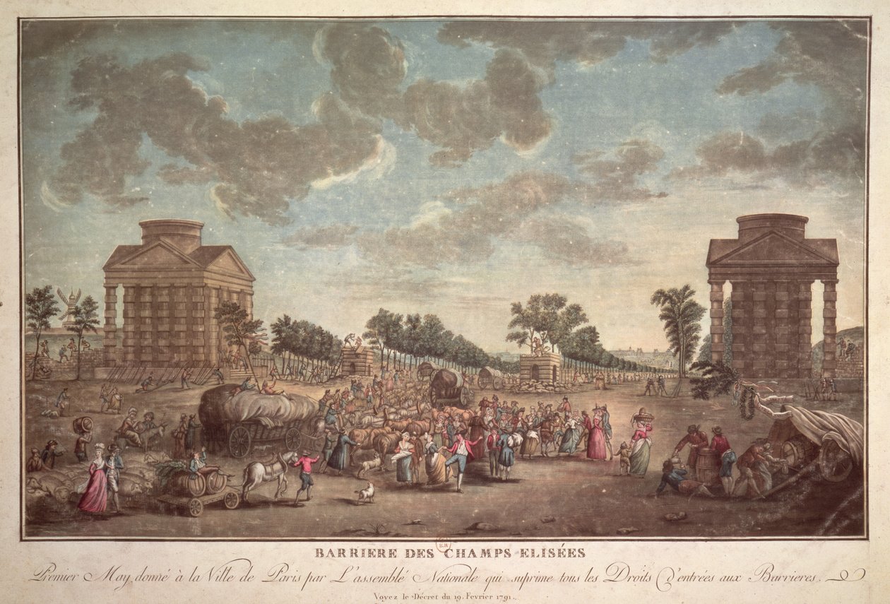 Bariera na Polach Elizejskich. Zniesienie prawa wjazdu do Paryża w 1790 r autorstwa French School