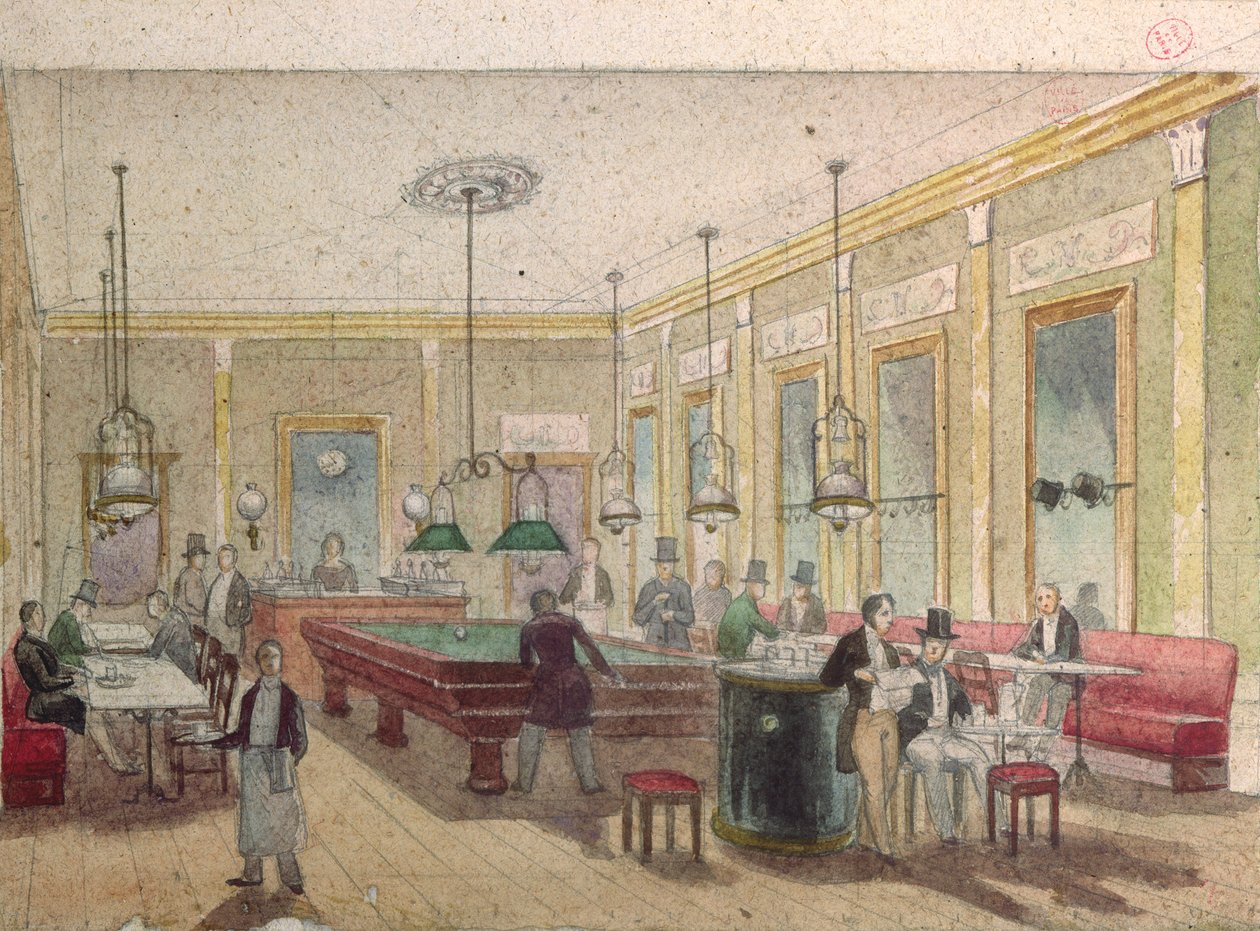 Sala bilardowa w kawiarni autorstwa French School