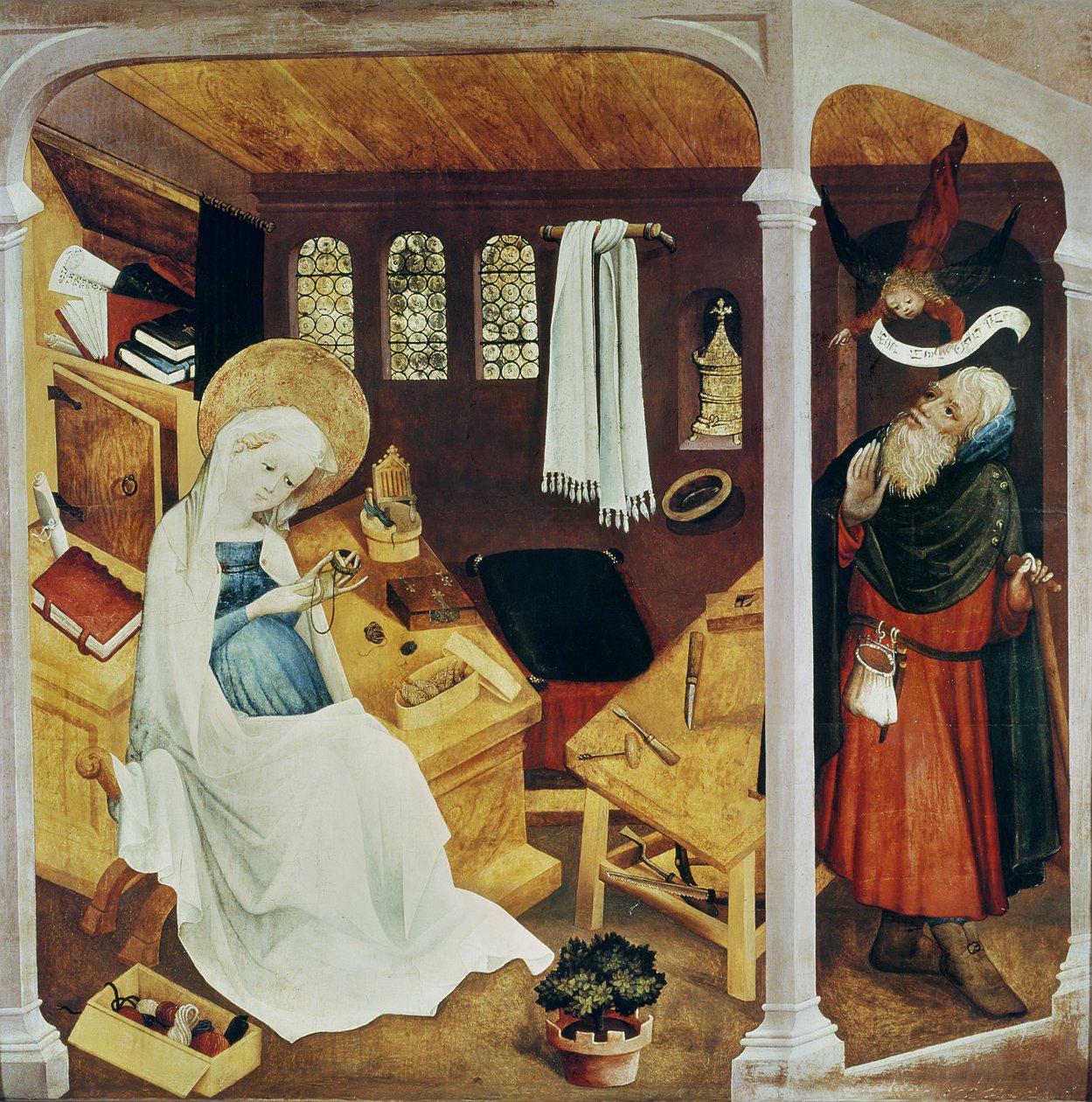 Wątpliwość św. Józefa, ok.1410-20 autorstwa French School