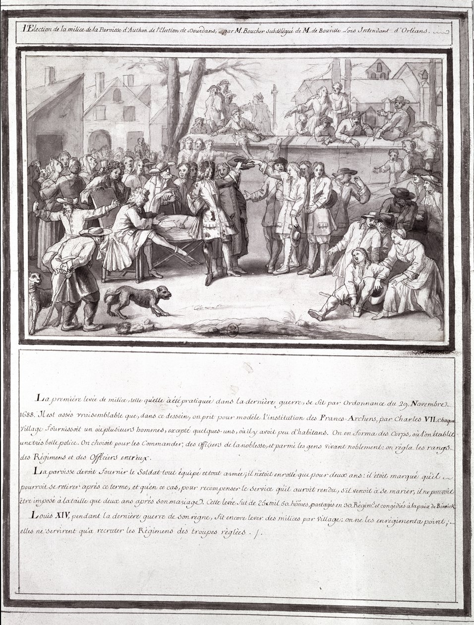 Wybory Milicji w parafii Authon, część wyborów Dourdans, 1688 autorstwa French School