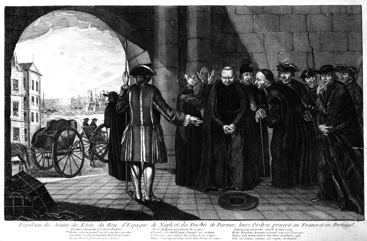 Wypędzenie jezuitów z królestw Hiszpanii i Neapolu oraz Księstwa Parmy; ich zamówienia zakazane we Francji i Portugalii, c.1770s autorstwa French School