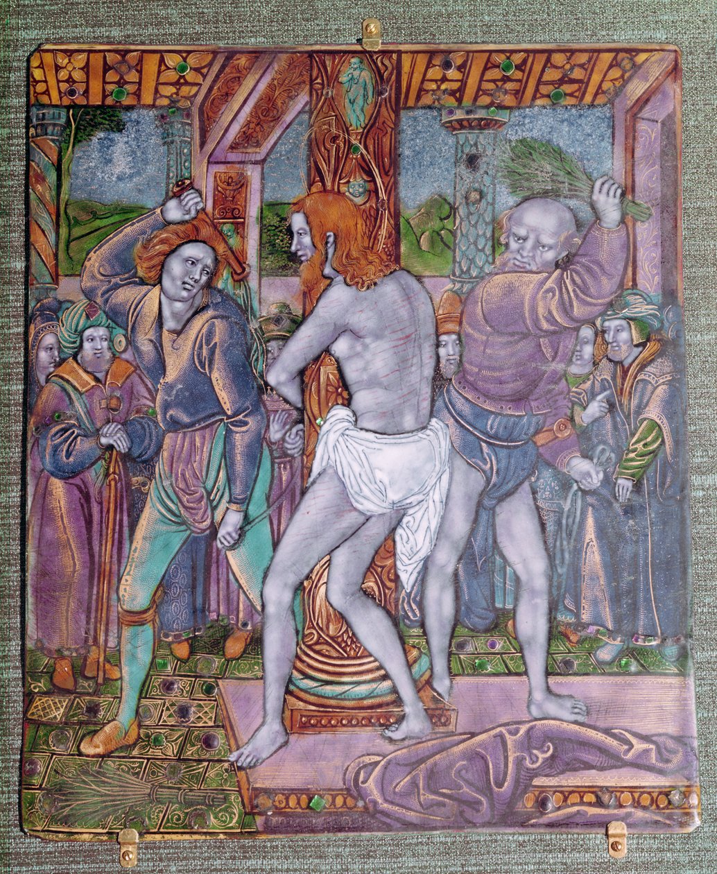 Biczowanie Chrystusa, Jean I. Penicaud (ok. 1500-1530), ok. 1510 (emalia Limoges) autorstwa French School