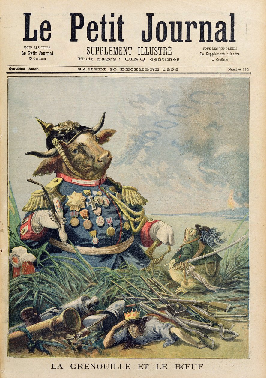 Żaba i wół, ilustracja z „Le Petit Journal”, 30 grudnia 1893 r. autorstwa French School