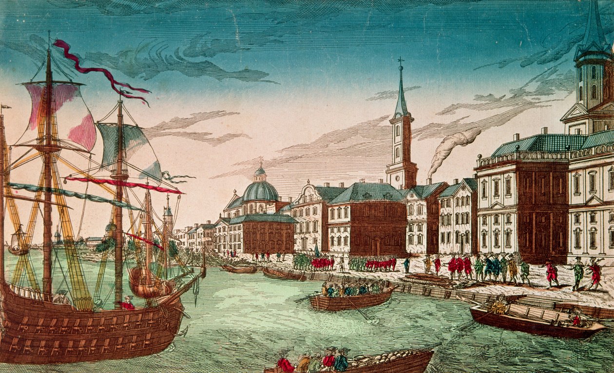 The Landing of English Troops at New York, September 1776, pub. by J. Chereau, Paris autorstwa French School