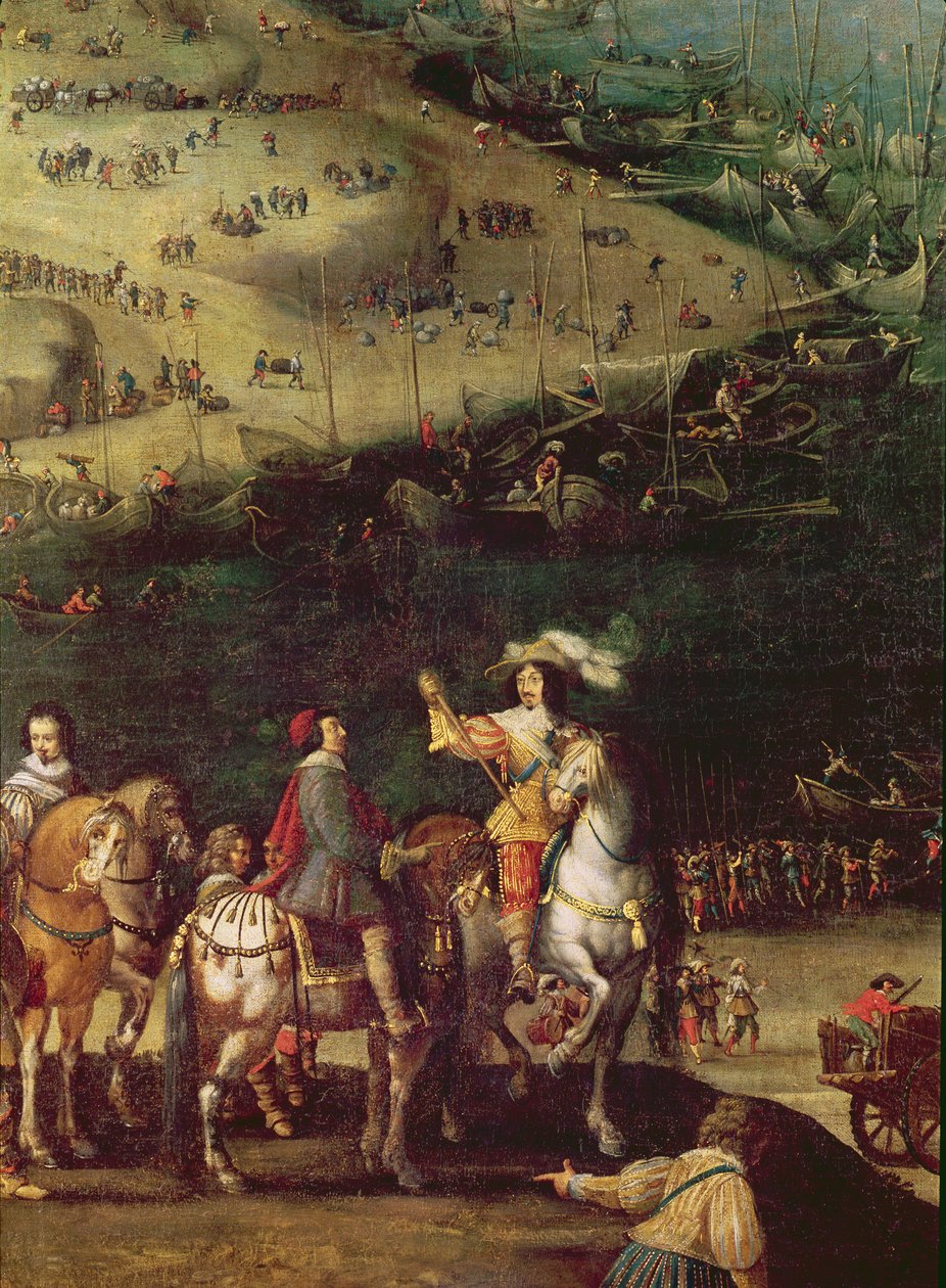 Zniesienie oblężenia Ile de Re, 8 listopada 1627 (szczegóły) (patrz także 178976 i 158116) autorstwa French School