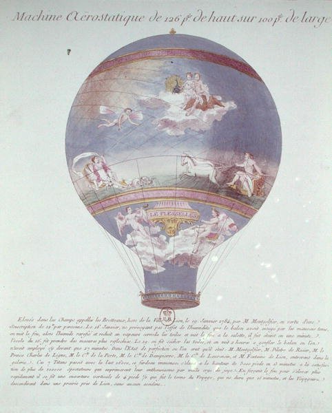 Eksperyment balonowy braci Montgolfier w Lyonie, 19 stycznia 1784 r., ok. 1784 r autorstwa French School