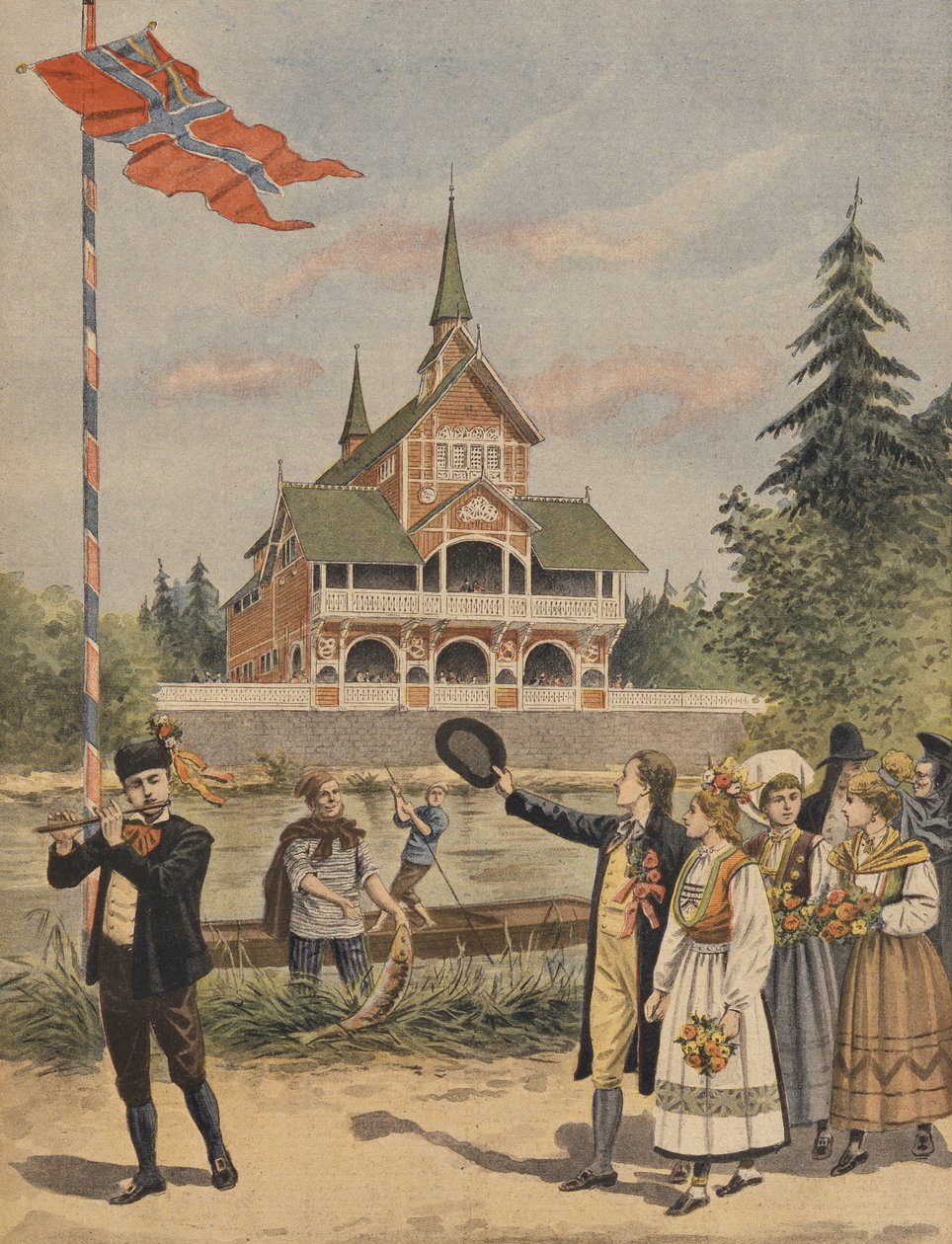 Pawilon Norweski na Wystawie Powszechnej 1900, Paryż, ilustracja z Le Petit Journal, dodatek illustre, 13.05.1900 autorstwa French School