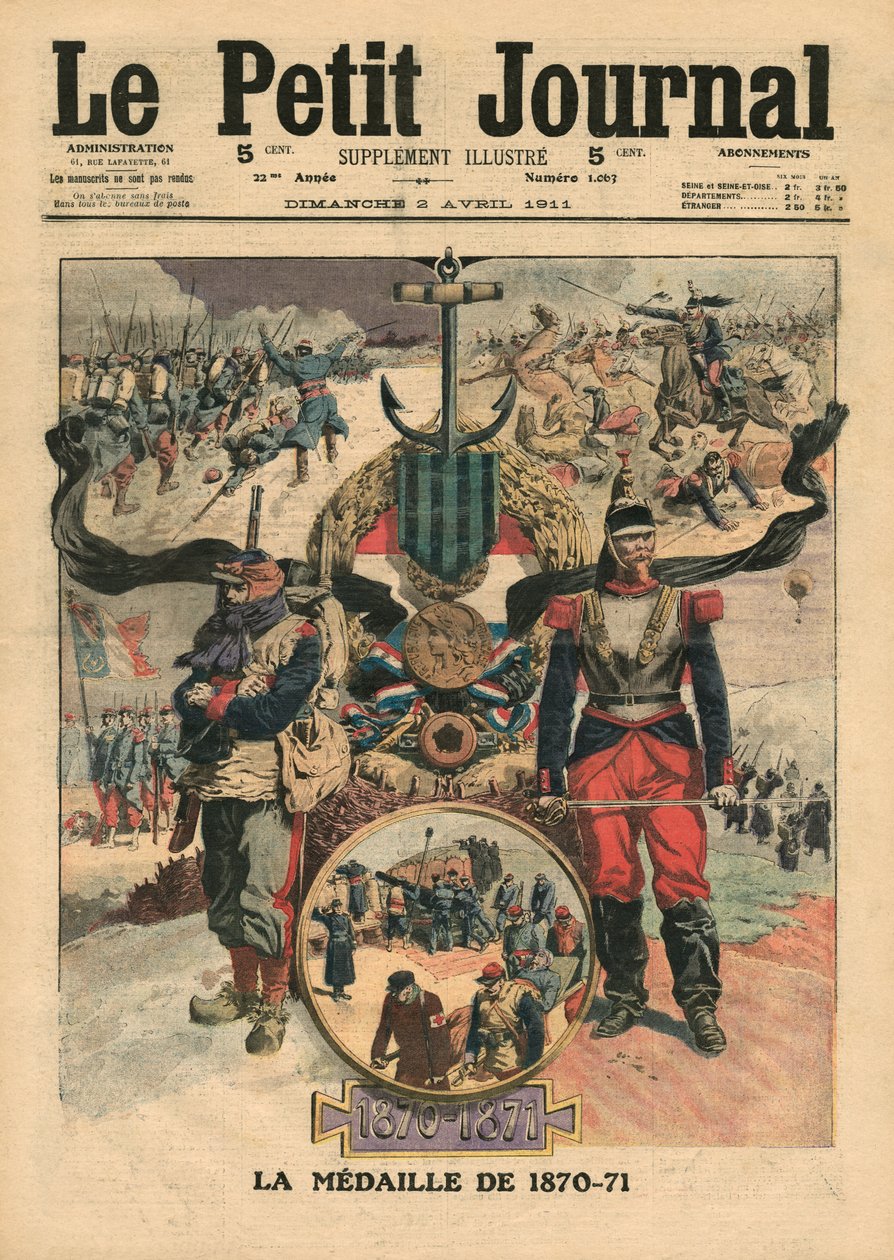 Wręczenie Medalu Kombatantów 1870-71, ilustracja z „Le Petit Journal”, dodatek ilustr., 2 kwietnia 1911 autorstwa French School