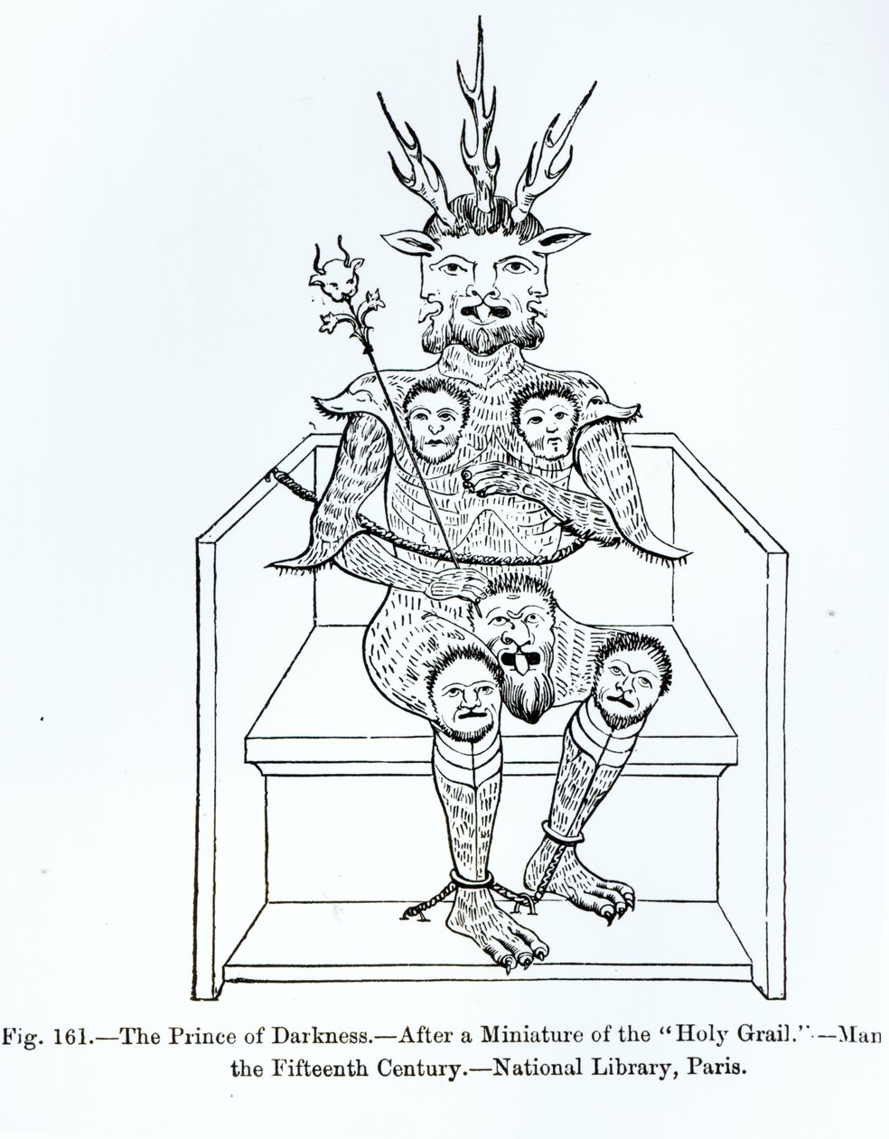 Książę ciemności, ilustracja z „Nauki i literatury w średniowieczu i renesansie”, napisana i rytowana przez Paula Lacroix, 1878 autorstwa French School