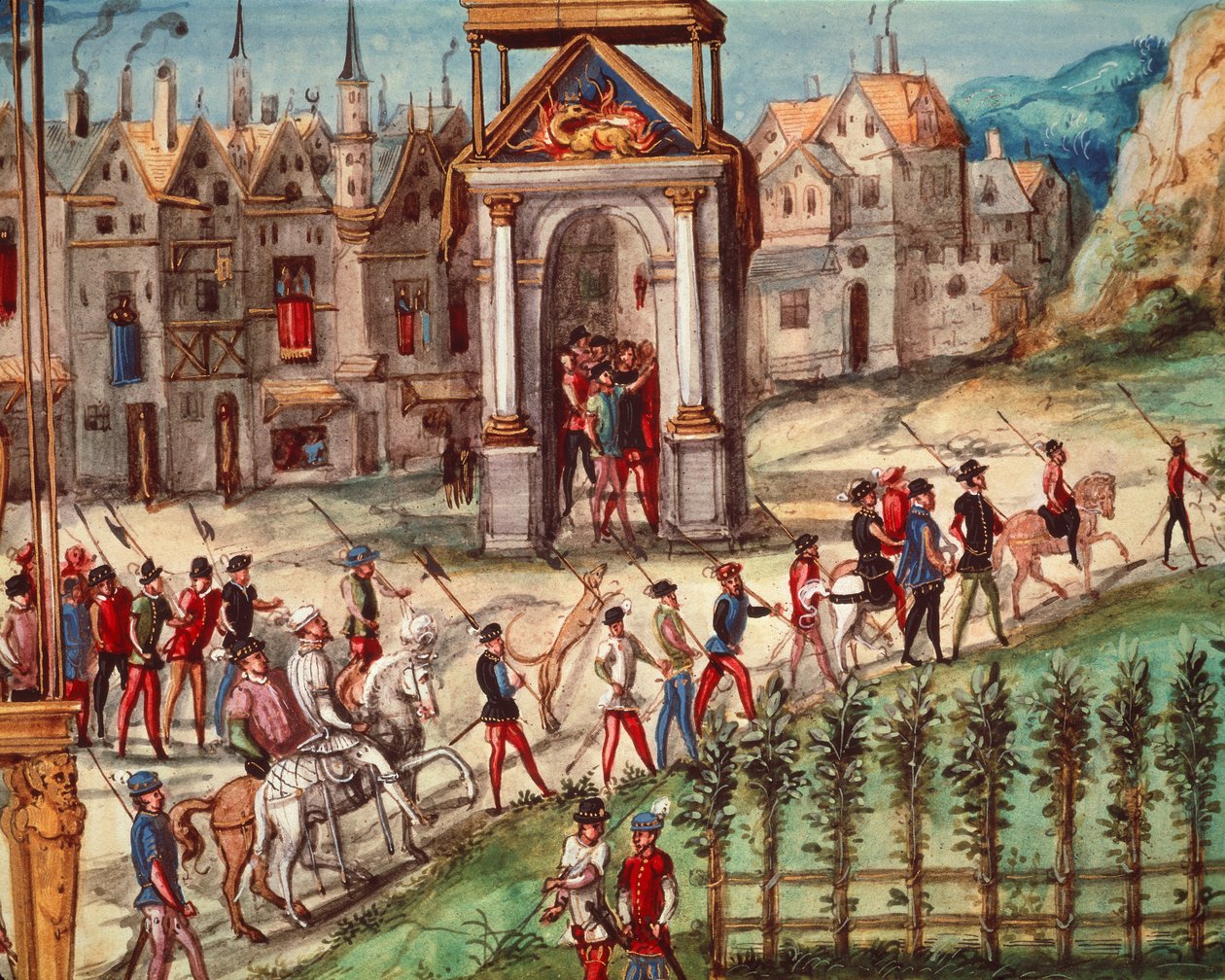 Królewskie Święto Wjazdu Henryka II (1519-59) do Rouen, 1 października 1550 autorstwa French School
