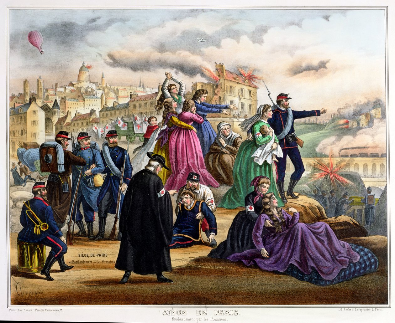 Oblężenie Paryża. Bombardowanie przez Prusaków, 1870-71 autorstwa French School
