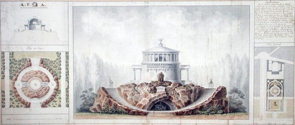 Świątynia Cnoty (pióro i atrament i toaleta na papierze) autorstwa French School