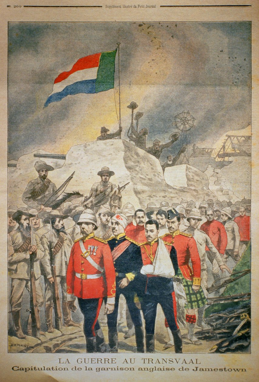 Wojna w Transwalu: kapitulacja garnizonu angielskiego w Jamestown, ilustracja z Le Petit Journal, grudzień 1899 autorstwa French School