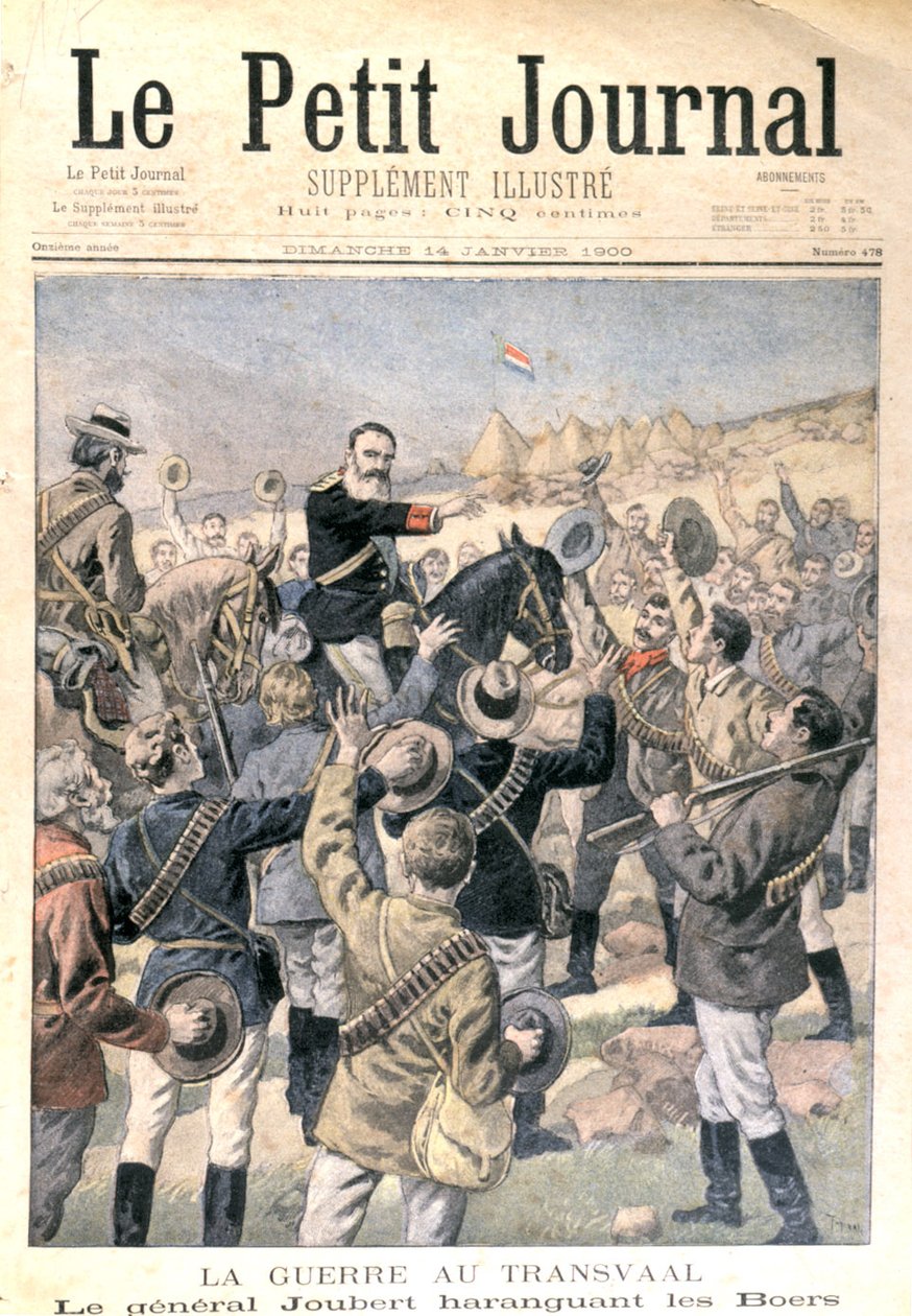 Wojna w Transwalu: generał Joubert (1831-1900) zachęcający Burów, z „Le Petit Journal”, 14 stycznia 1900 autorstwa French School