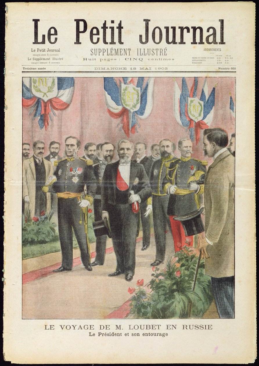 Przyjazd prezydenta Loubeta do Rosji z wizytą państwową, okładka "Le Petit Journal", 18 maja 1902 r. autorstwa French School