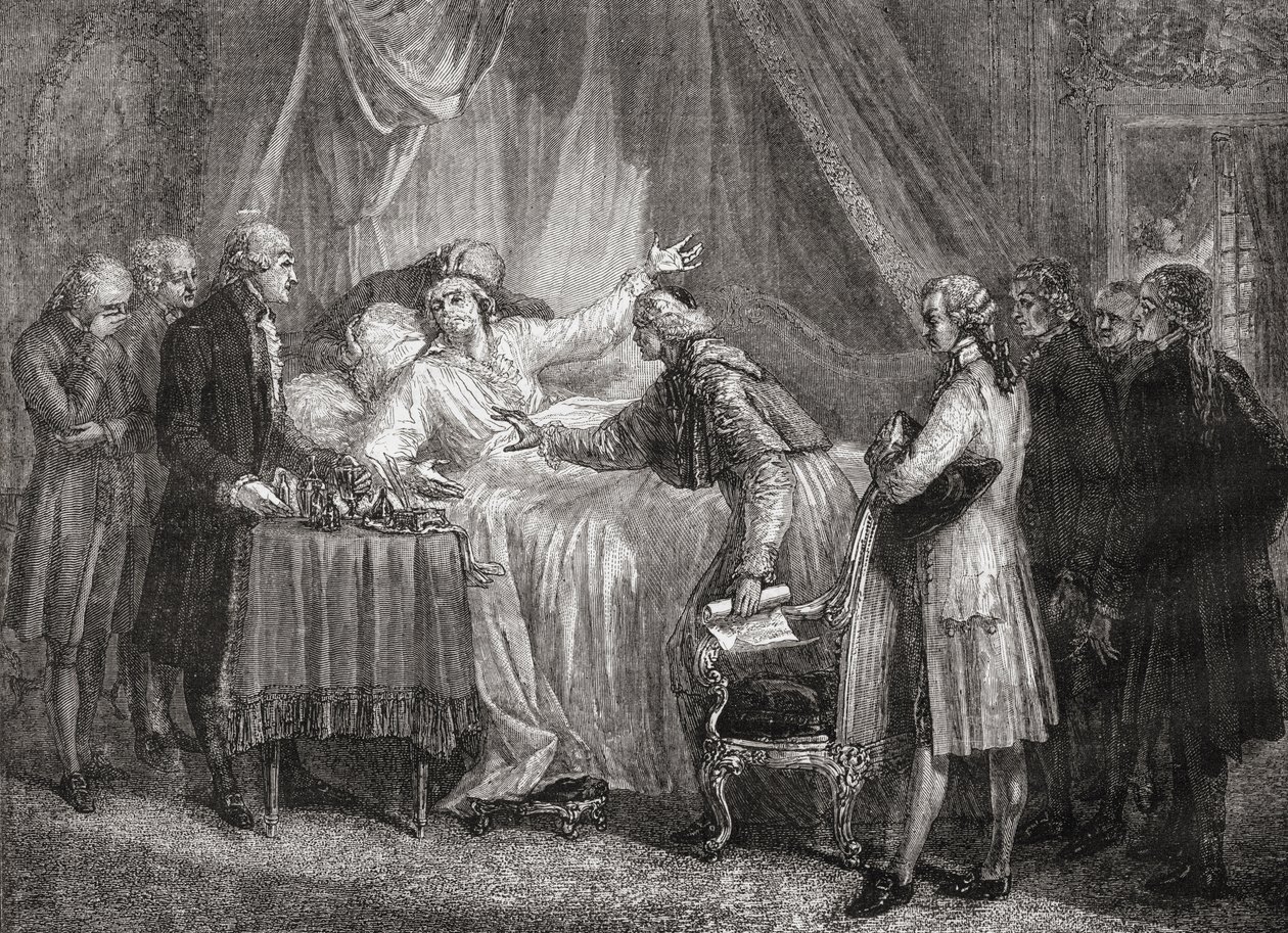 Śmierć hrabiego de Mirabeau (1749-91) w 1791 autorstwa French School