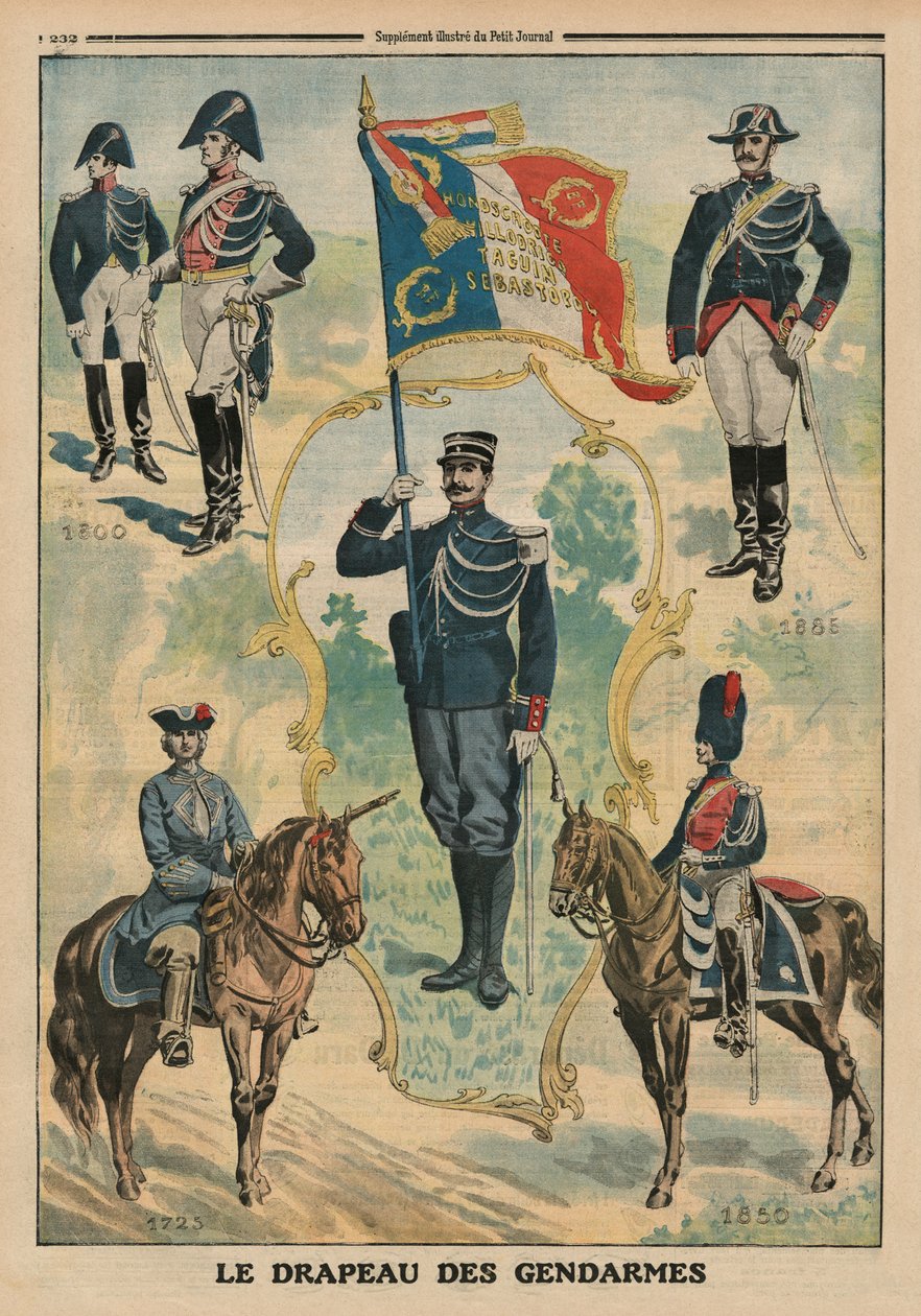 Flaga żandarmów, ilustracja na okładce z „Le Petit Journal”, dodatek illustre, 20 lipca 1913 autorstwa French School
