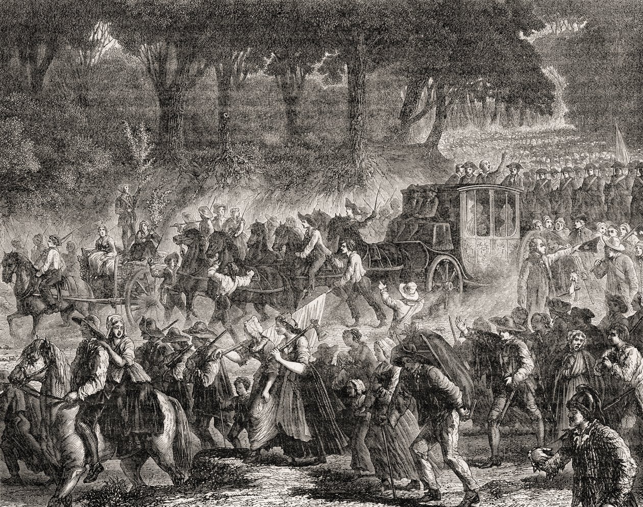 Powrót francuskiej rodziny królewskiej do Paryża w 1791 r autorstwa French School