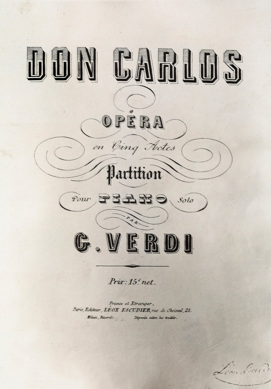 Strona tytułowa partytury Don Carlos, 1867 autorstwa French School