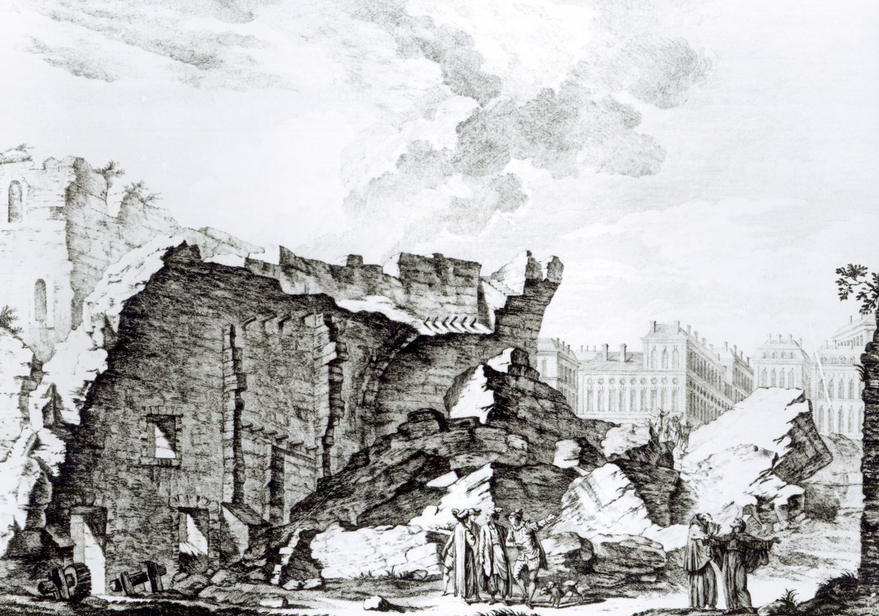 Wieża San Roque, Lizbona po trzęsieniu ziemi w 1755 autorstwa French School