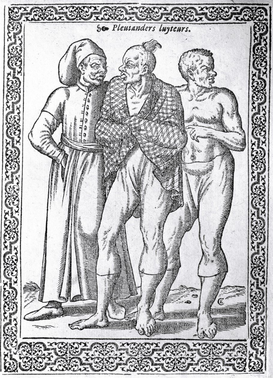 Tureccy zapaśnicy, ilustracja z „Les navigations, peregrinations et voyages, faicts en la Turkie” Nicolasa de Nicolay, opublikowanej w 1577 r. autorstwa French School