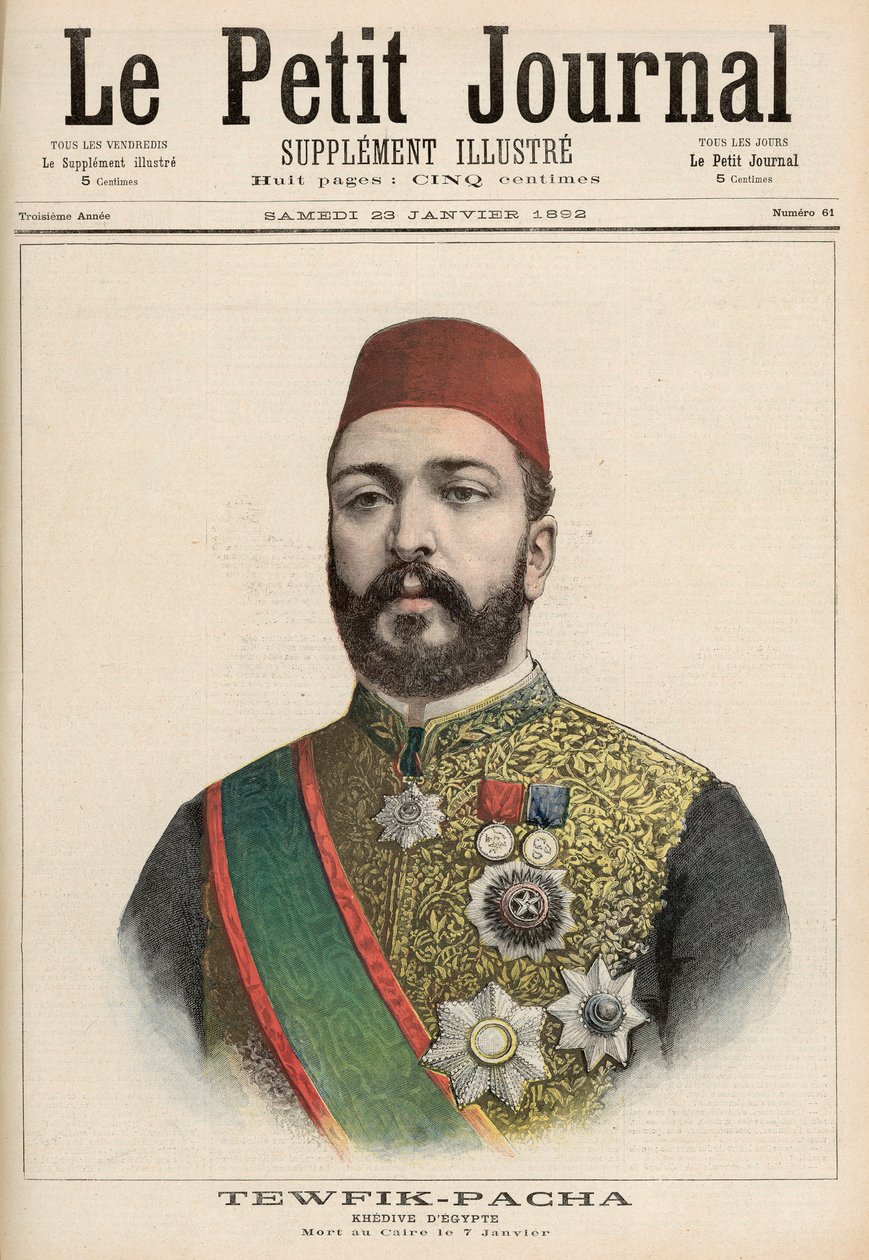 Twefik Pasza (1852-92) Khedive z Egiptu, zmarł w Kairze, 7 stycznia, z „Le Petit Journal”, 23 stycznia 1892 autorstwa French School
