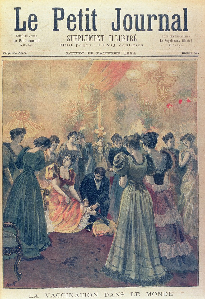 Szczepienia na wieczornym przyjęciu podczas epidemii ospy, z „Le Petit Journal”, 29 stycznia 1894 autorstwa French School