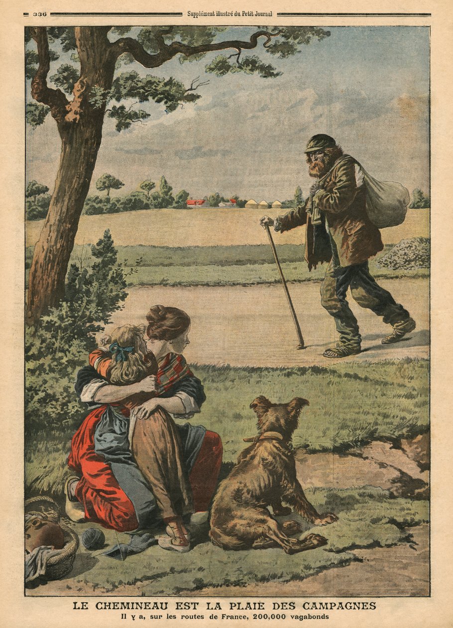 Włóczęga to utrapienie dla wsi, ilustracja z „Le Petit Journal”, dodatek illustre, 20 października 1907 autorstwa French School