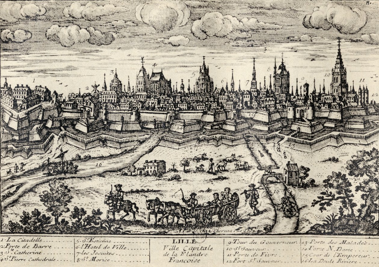 Widok Lille ok. 1670, z „Memoires de Charles de Batz-Castelmore Comte d