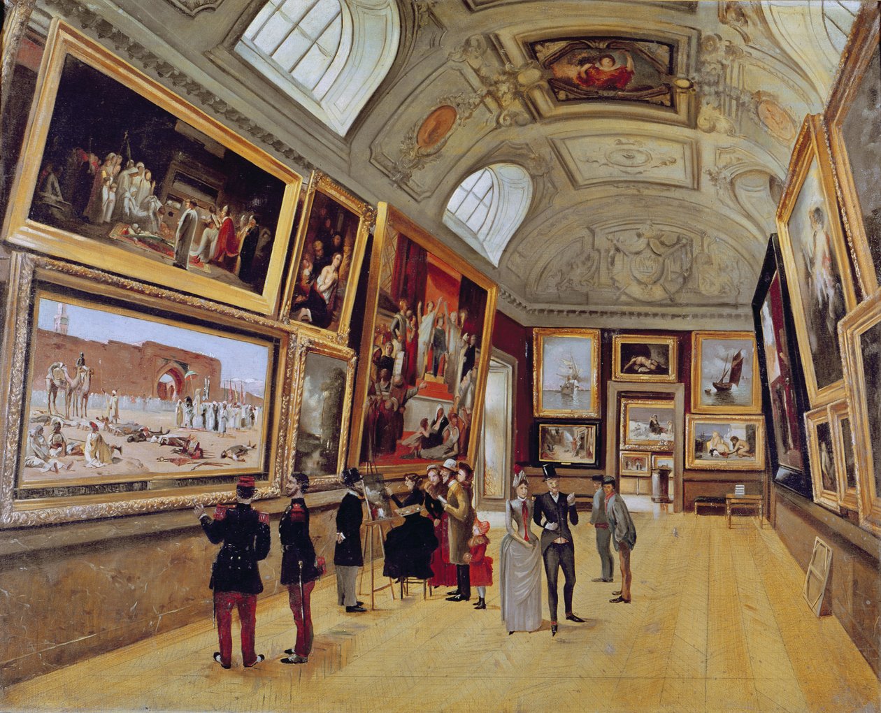 Widok na salę w Musee du Luxembourg w Paryżu w latach 1883-85 autorstwa French School