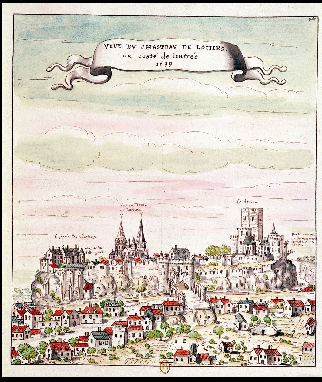 Widok na Chateau de Loches, 1699 autorstwa French School