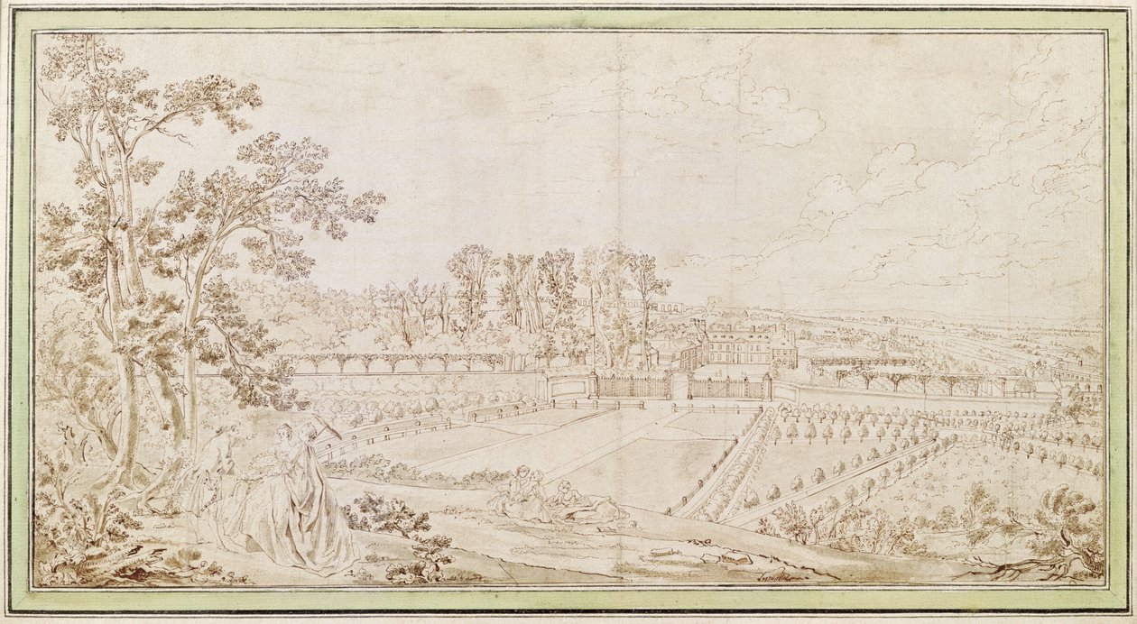 د Celle-Saint-Cloud د چتاؤ لید، c.1750 poli autorstwa French School
