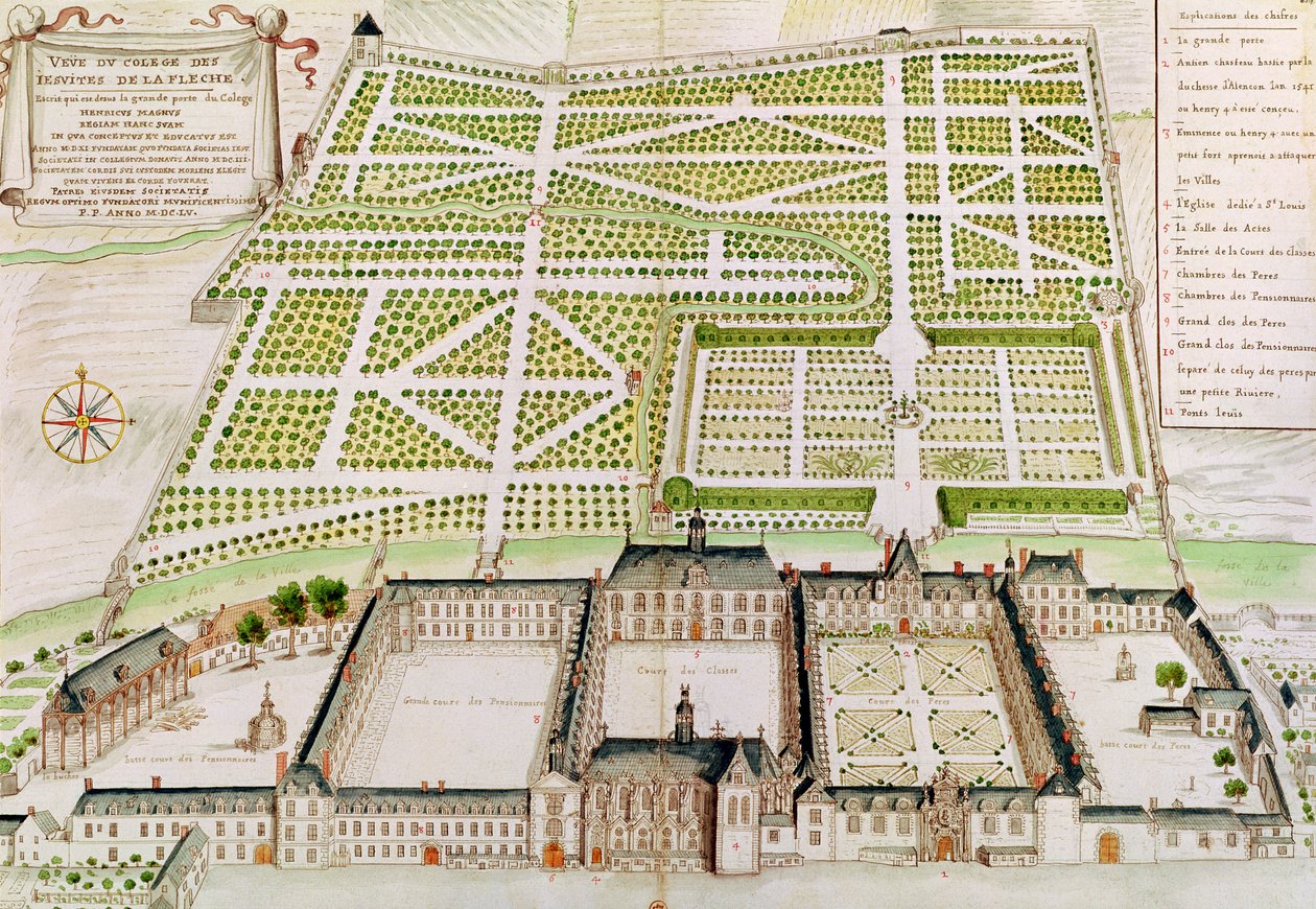 Widok Kolegium Jezuitów w La Fleche, 1655 autorstwa French School