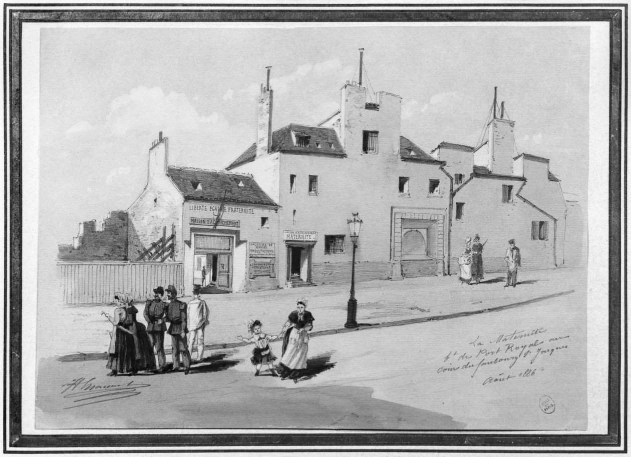 Widok Maternite Port-Royal, sierpień 1886 (pióro i atrament i toaleta na papierze) autorstwa French School