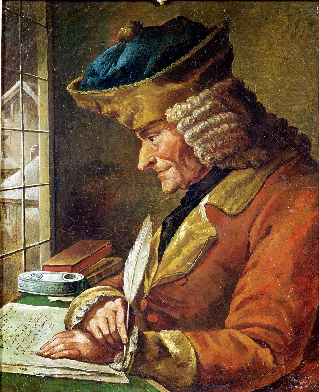 Voltaire (1694-1778) w swoim gabinecie autorstwa French School