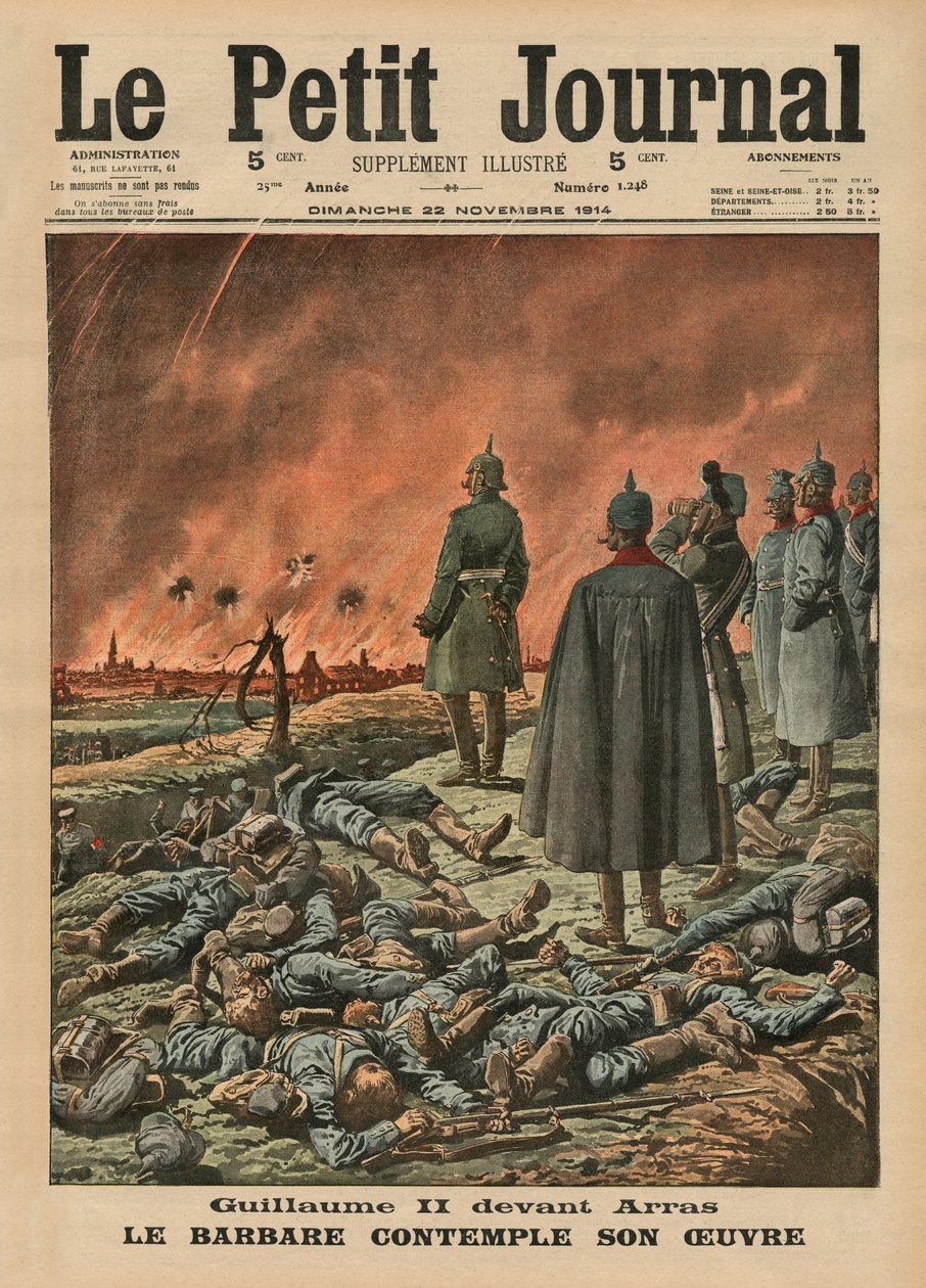 Wilhelm II przed Arrasem, Barbarzyńcą przy pracy, ilustracja na okładce z „Le Petit Journal”, dodatek illustre, 22.11.1914 autorstwa French School