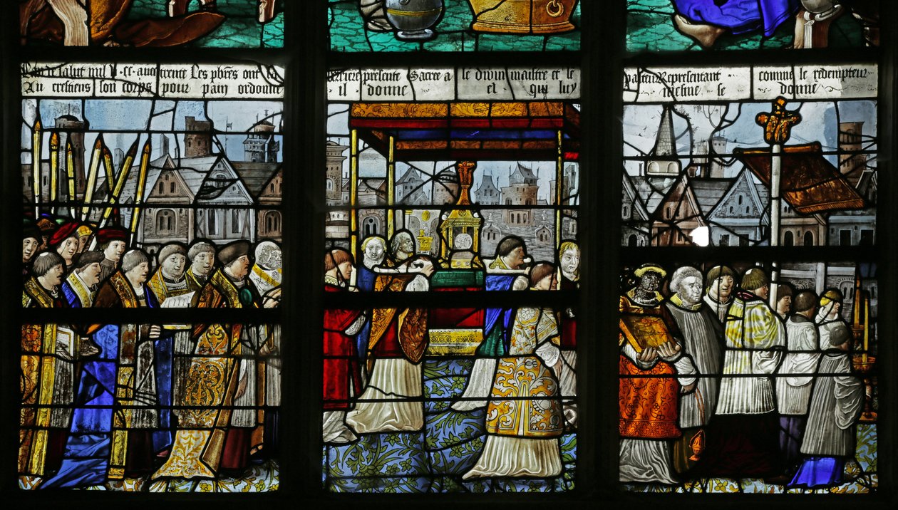 Okno przedstawiające procesję Najświętszego Sakramentu, fragment z 2921654, 1530 autorstwa French School